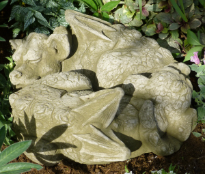 Yin and Yan sleeping baby dragons statue-view 1